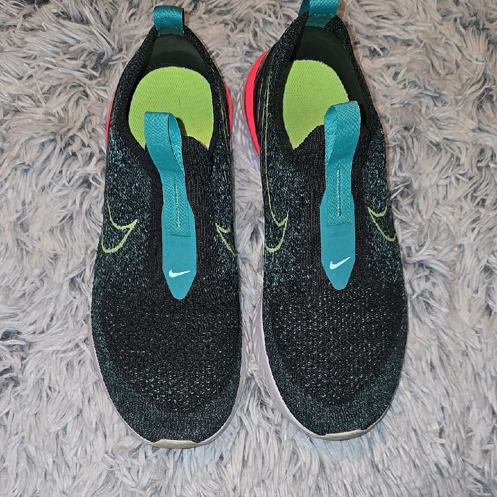 Nike Epic React Black and Teal Fly Knit Slip-Ons